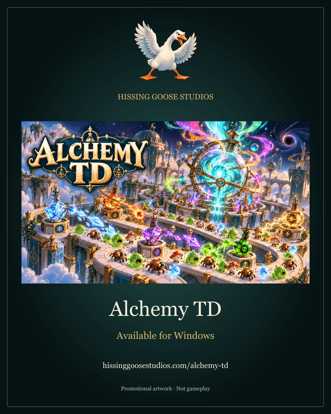 Alchemy TD portrait promotional graphic